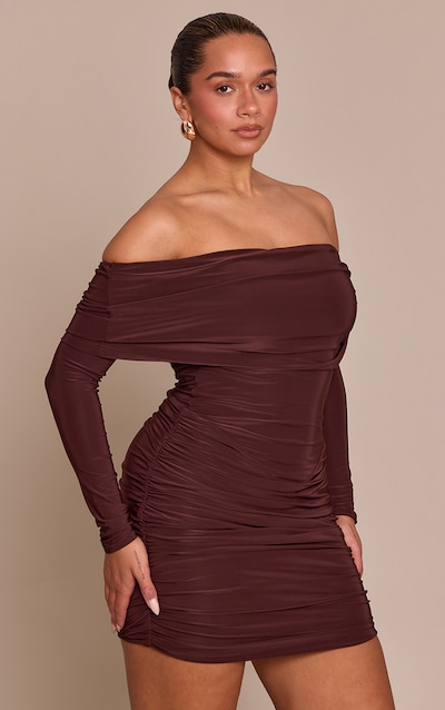 Shape Chocolate Slinky Twist Cut Out Detail Mini Dress