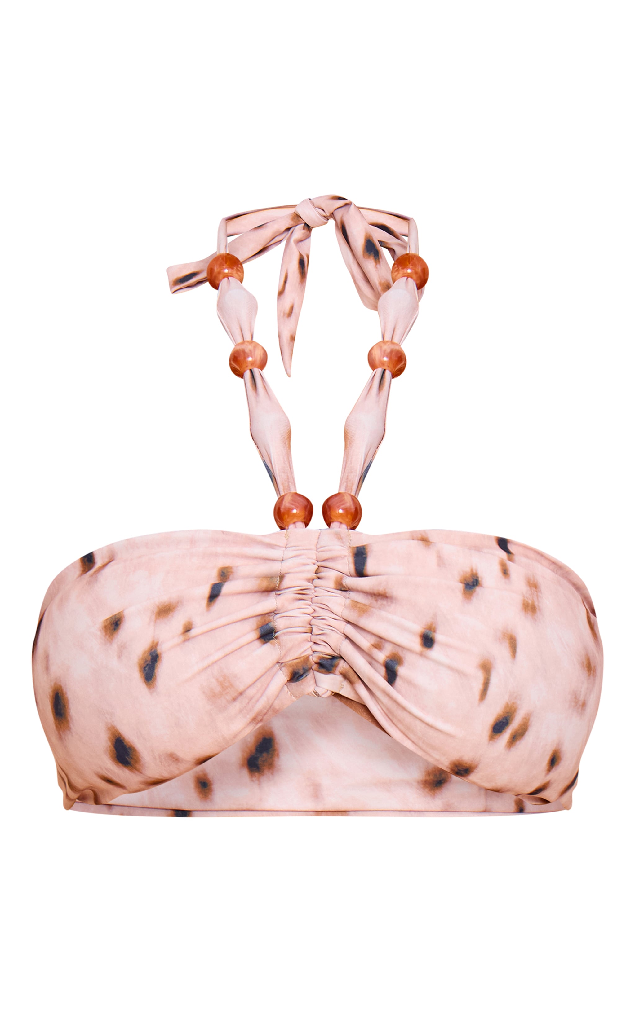 Shape Stone Animal Print Print Beaded Halterneck Bikini Top image 5