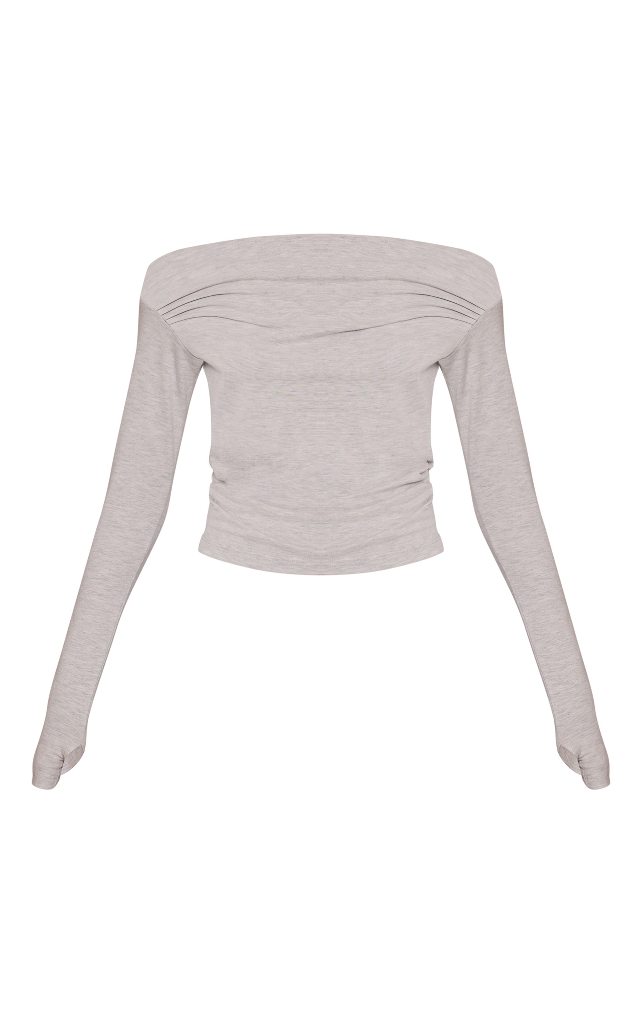 Grey Marl Soft Cotton Boat Neck Flared Long Sleeve Top image 5