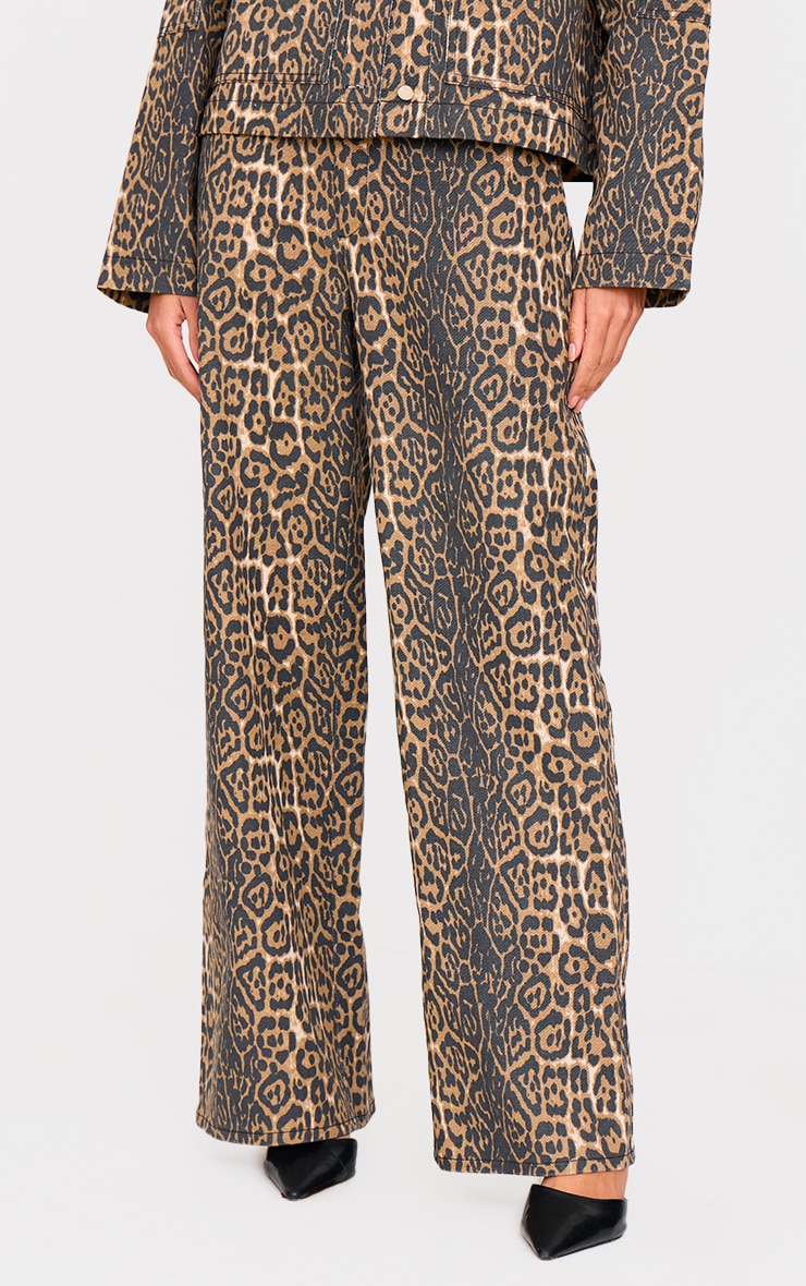 Stone Leopard Twill Wide Leg Pants  image 2