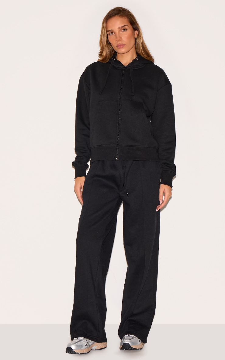 Hoodie oversize en sweat noir à zip image 3