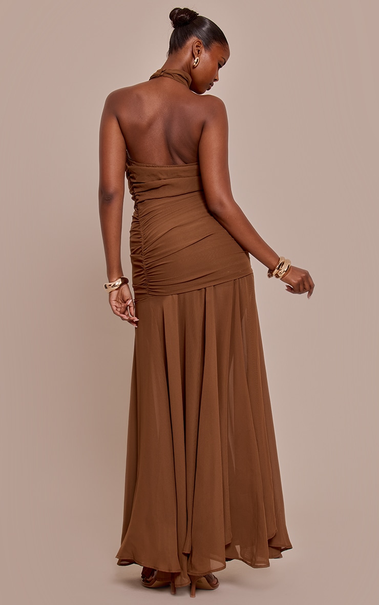 Chocolate Chiffon High Neck Maxi Dress image 2