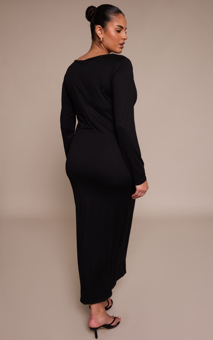 Plus Square Neck Long Sleeve Midi Dress  image 2