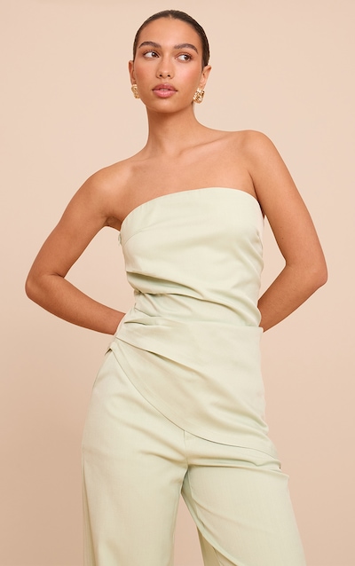 Pale Lime Tailored Woven Bandeau Top