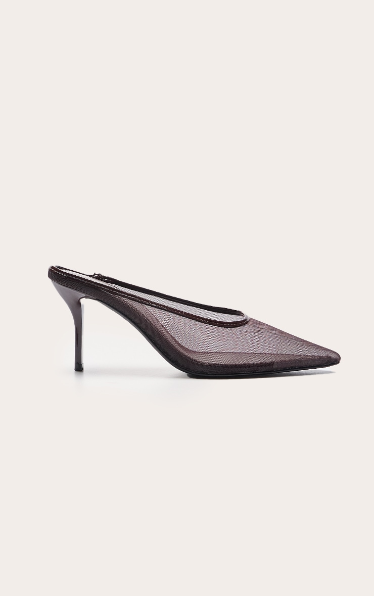 Chocolate Mesh Heeled Mule image 2