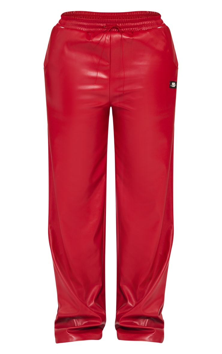 Shape Red Faux Leather Straight Leg Pants image 5