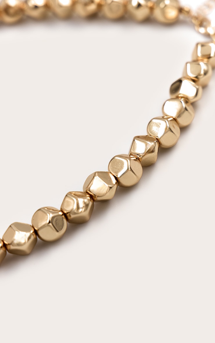 Gold Textured Bubble Chain Necklace image 3