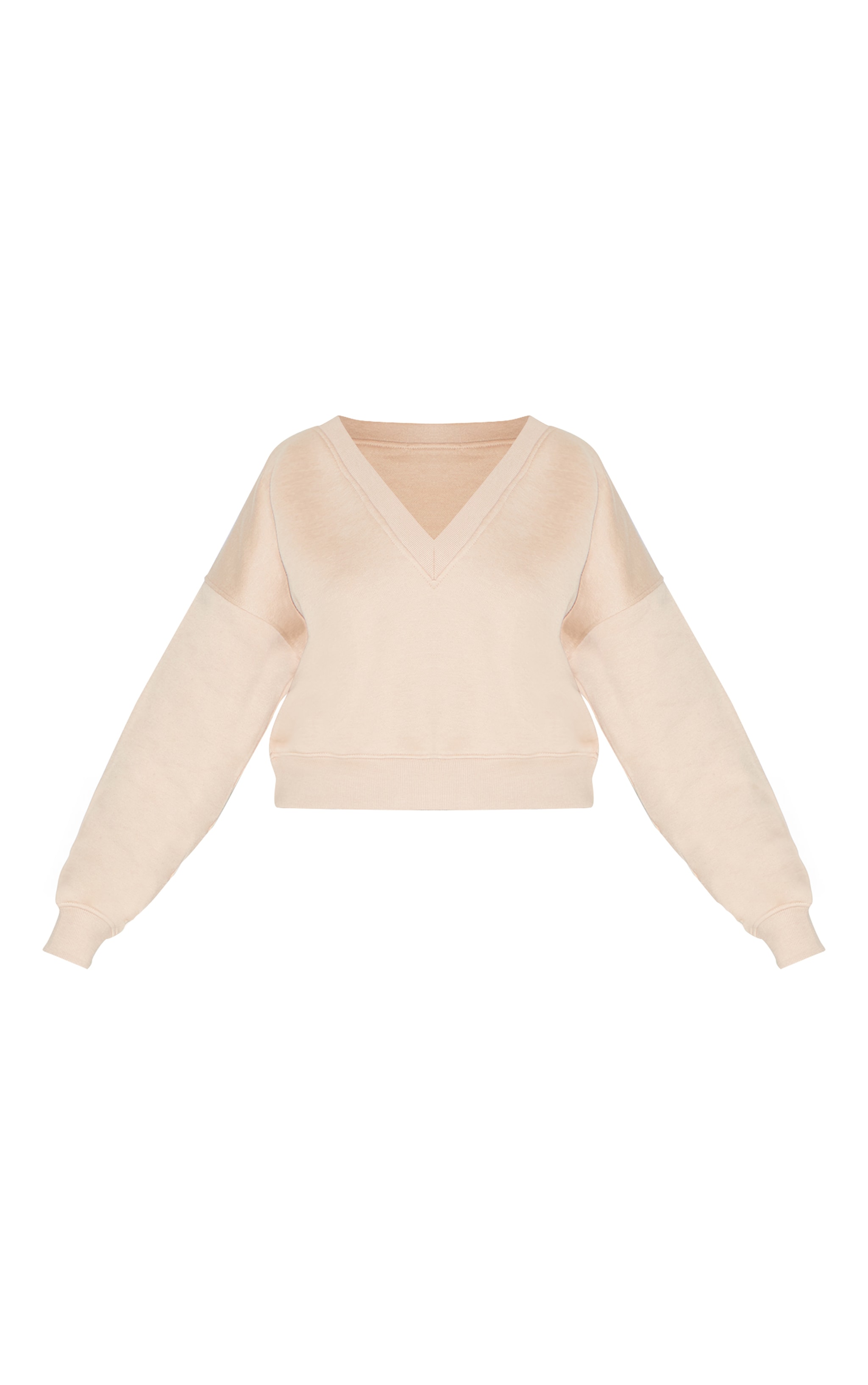 Oatmeal Boxy V Neck Sweatshirt image 5