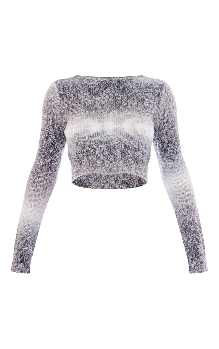 Petite Charcoal Ombre Knit Cropped Sweater image 5