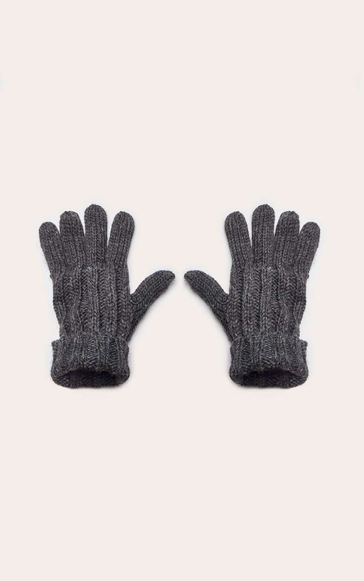 Grey Cable Knit Gloves image 2