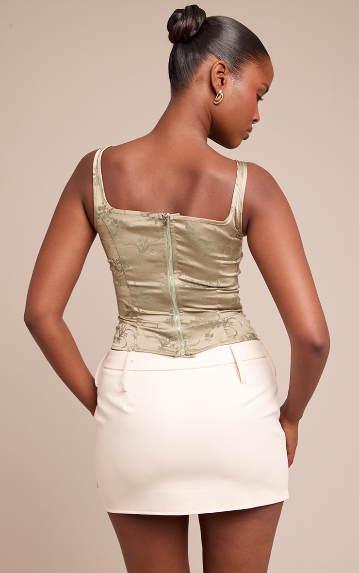 Olive Devore Boned Dip Hem Longline Corset image 2