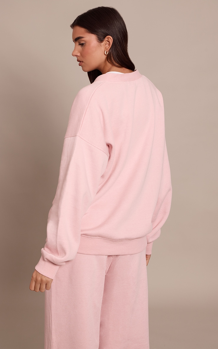 Pink Button Front Pocket Sweat Cardigan image 2