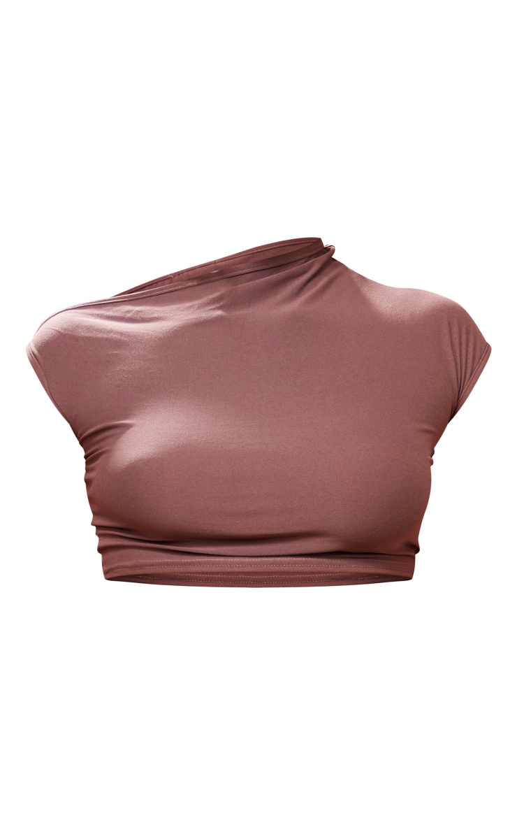 Mocha Soft Touch One Sleeve Crop Top image 5