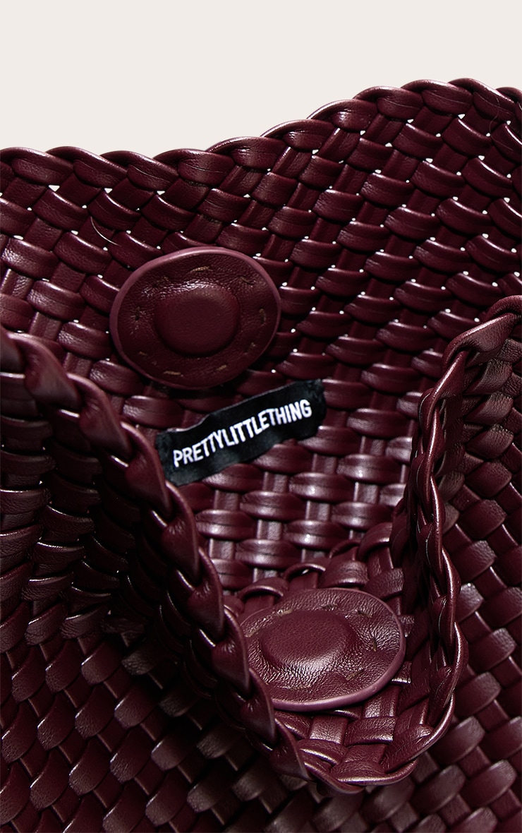 Premium Burgundy Pu Weave Shoulder Bag image 5
