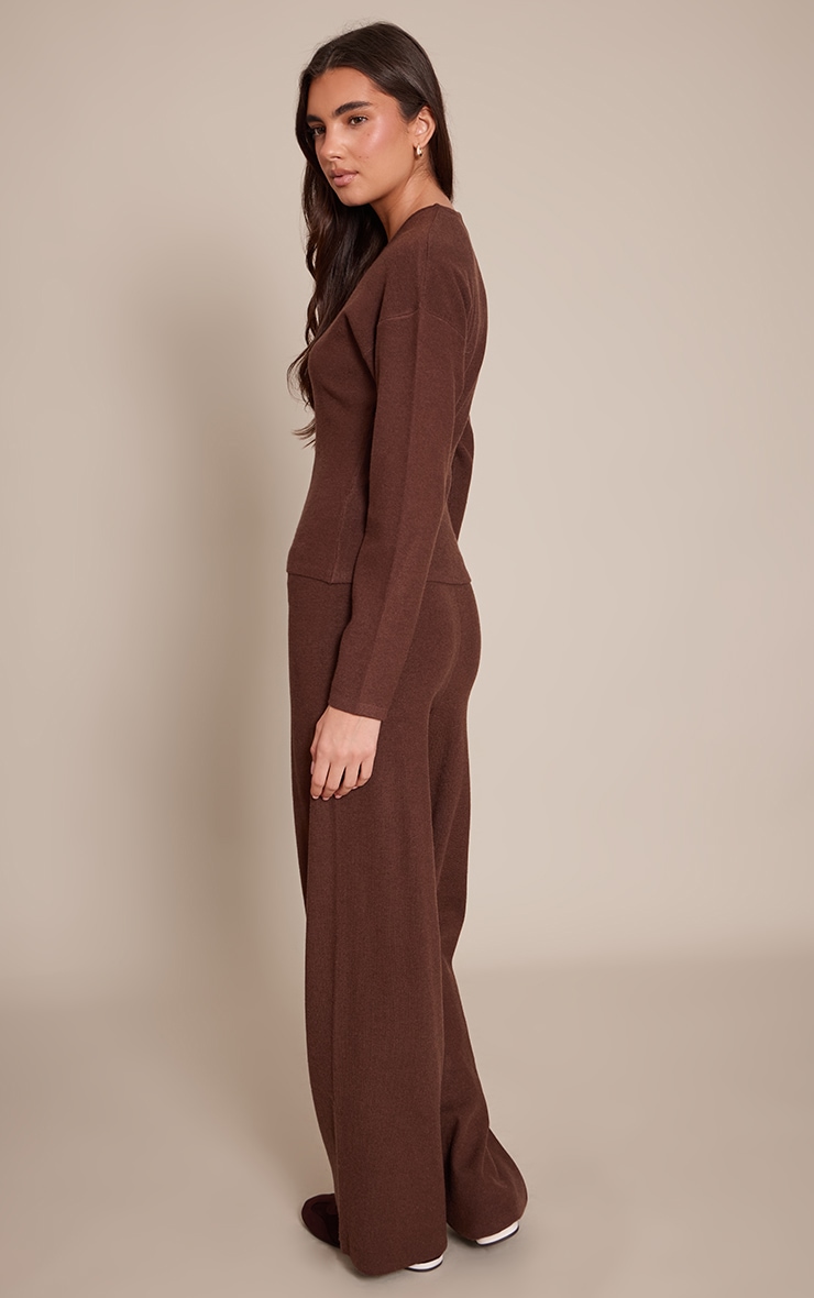 Chocolate Knitted Drawstring Trousers  image 3