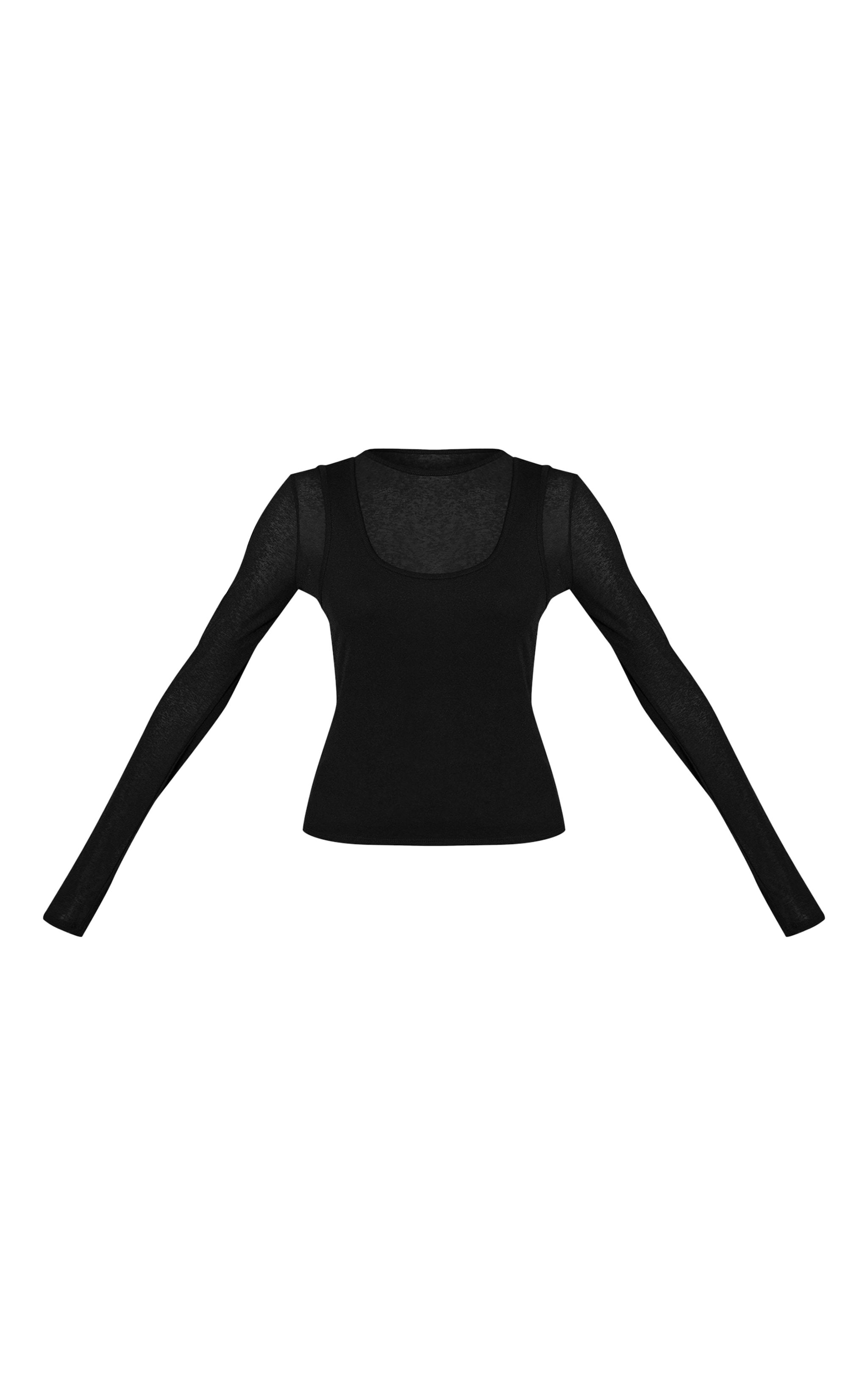 Black Burnout Mesh Overlay Detail Long Sleeve Top  image 5