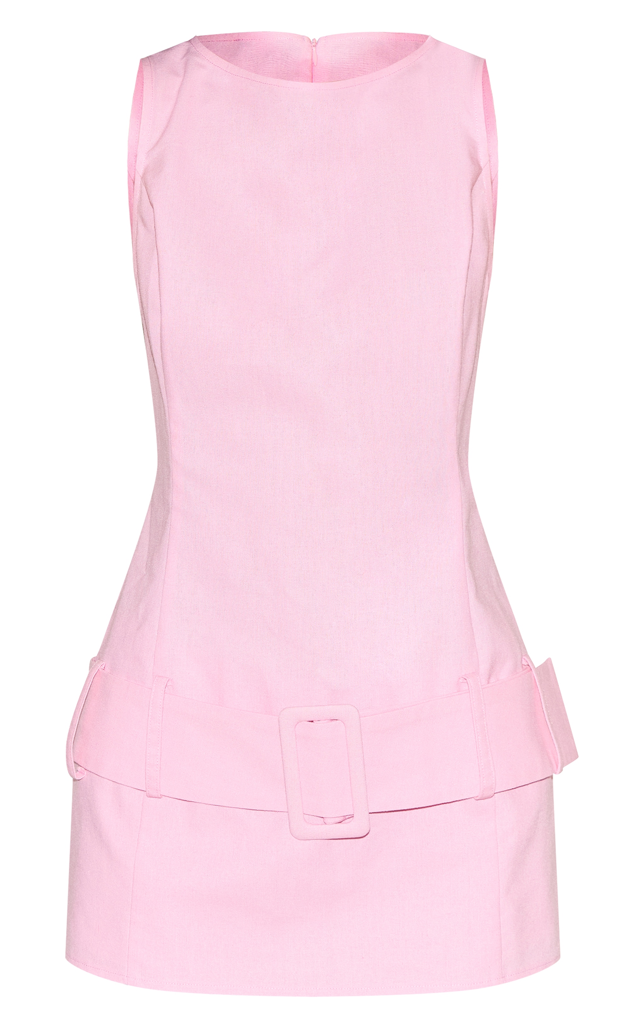 Pink Drop Waist Belt Detail A Line Skort Romper image 5