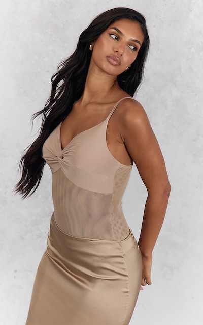Tan Twist Bust Mesh Bodysuit