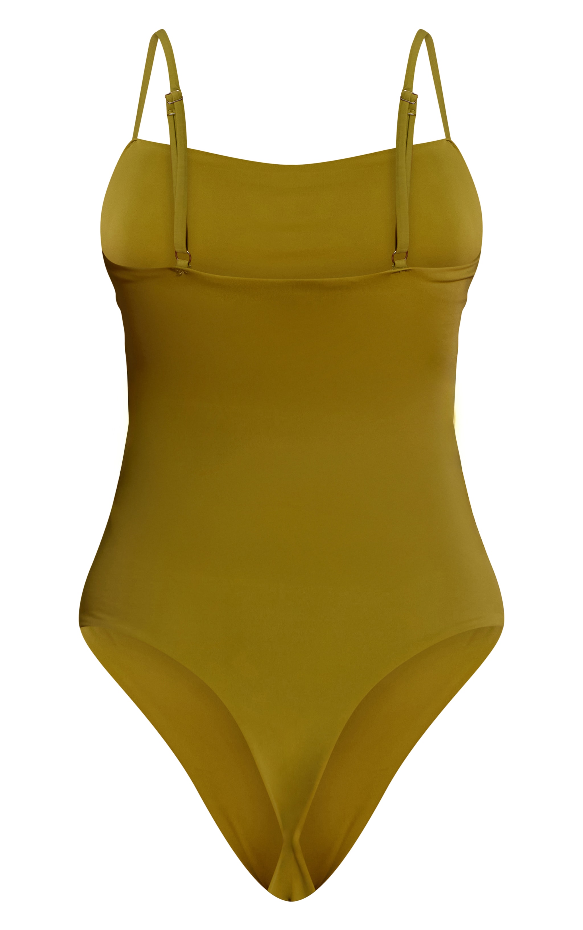 Maillot de bain vert olive froncé sur les côtés à bretelles fines image 6