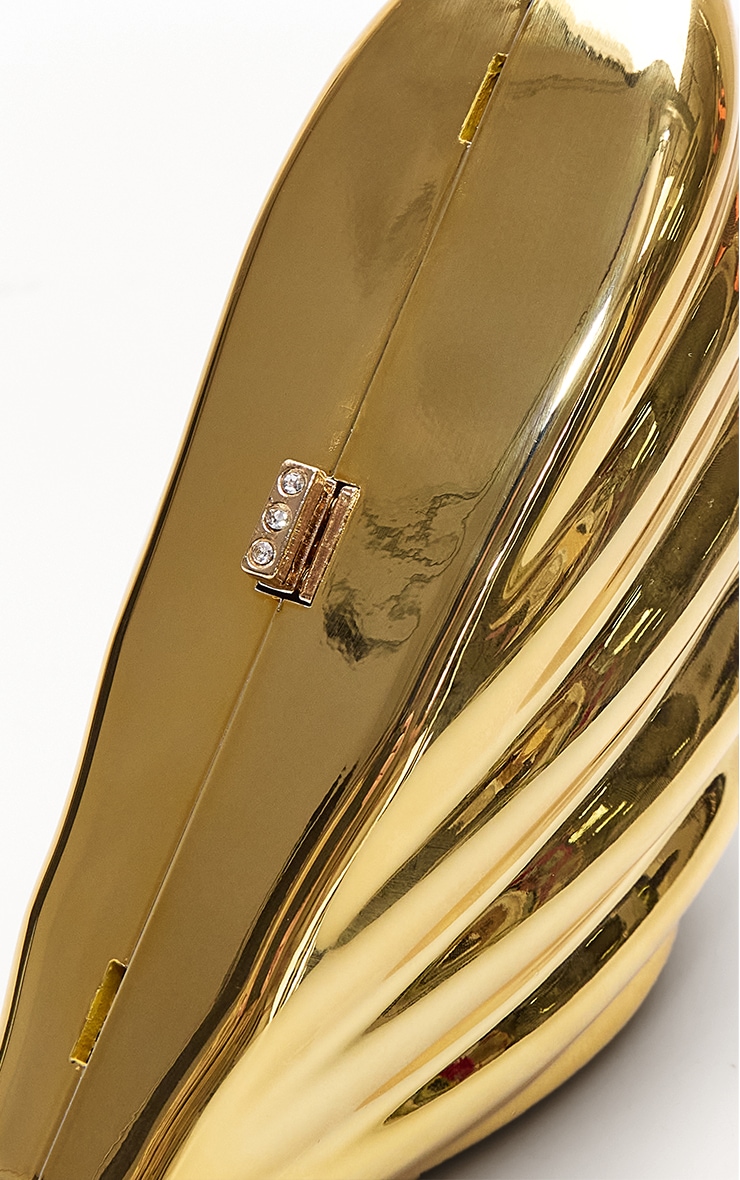 Gold Abstract Shell Hard Clutch Bag image 5