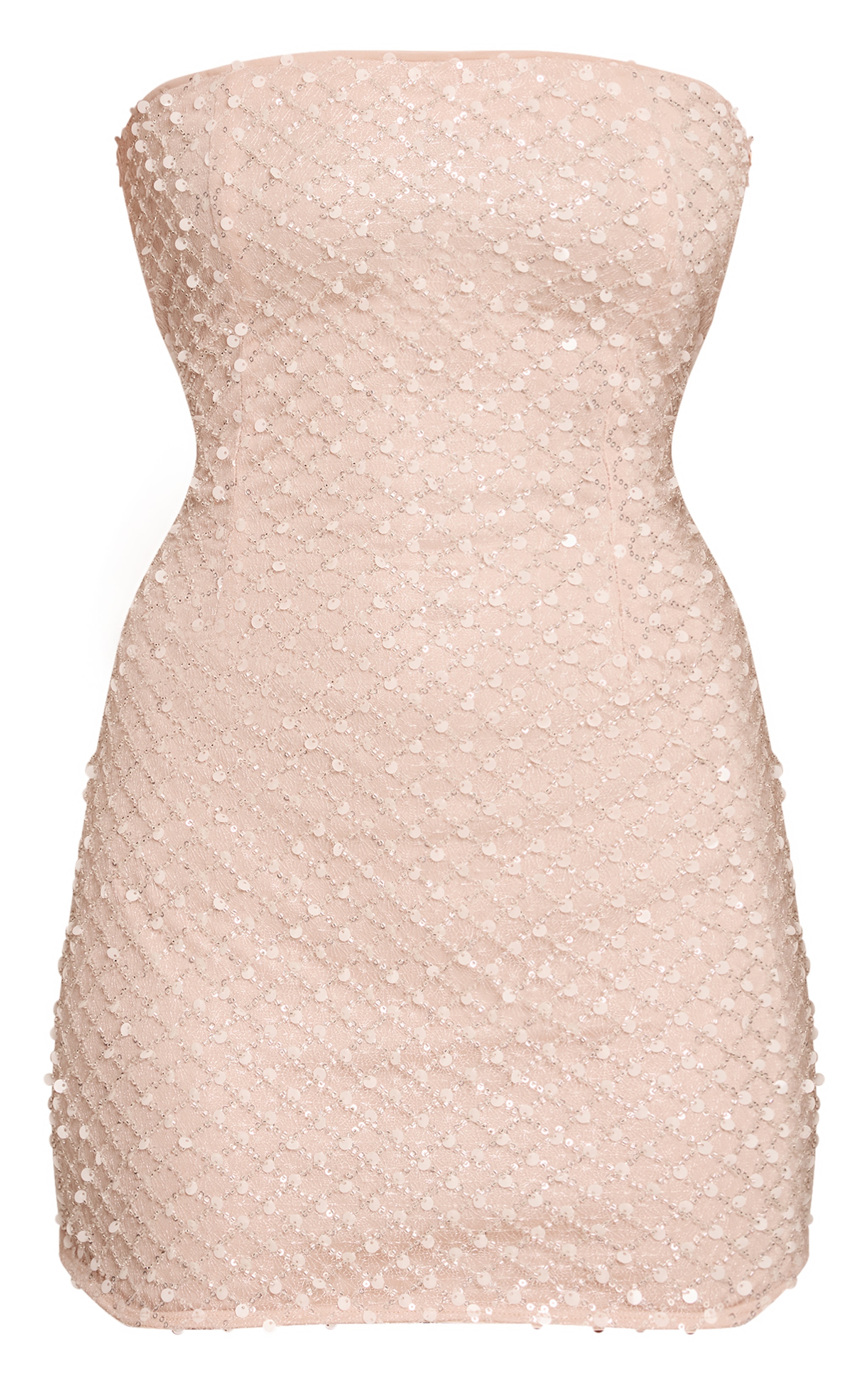 Nude Embellished Bandeau Mini Dress image 5