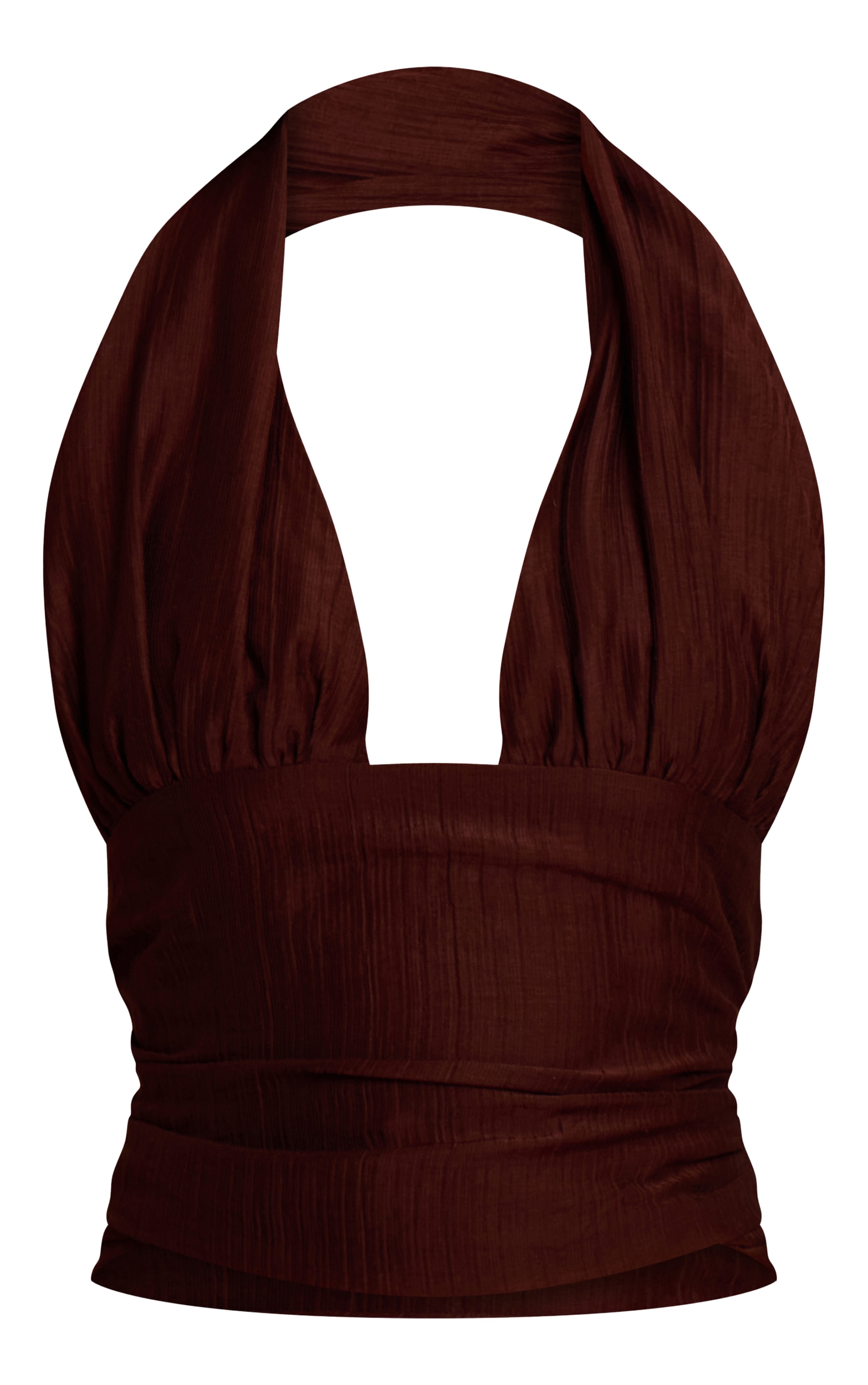 Dark Chocolate Crinkle Textured Halterneck Top image 5