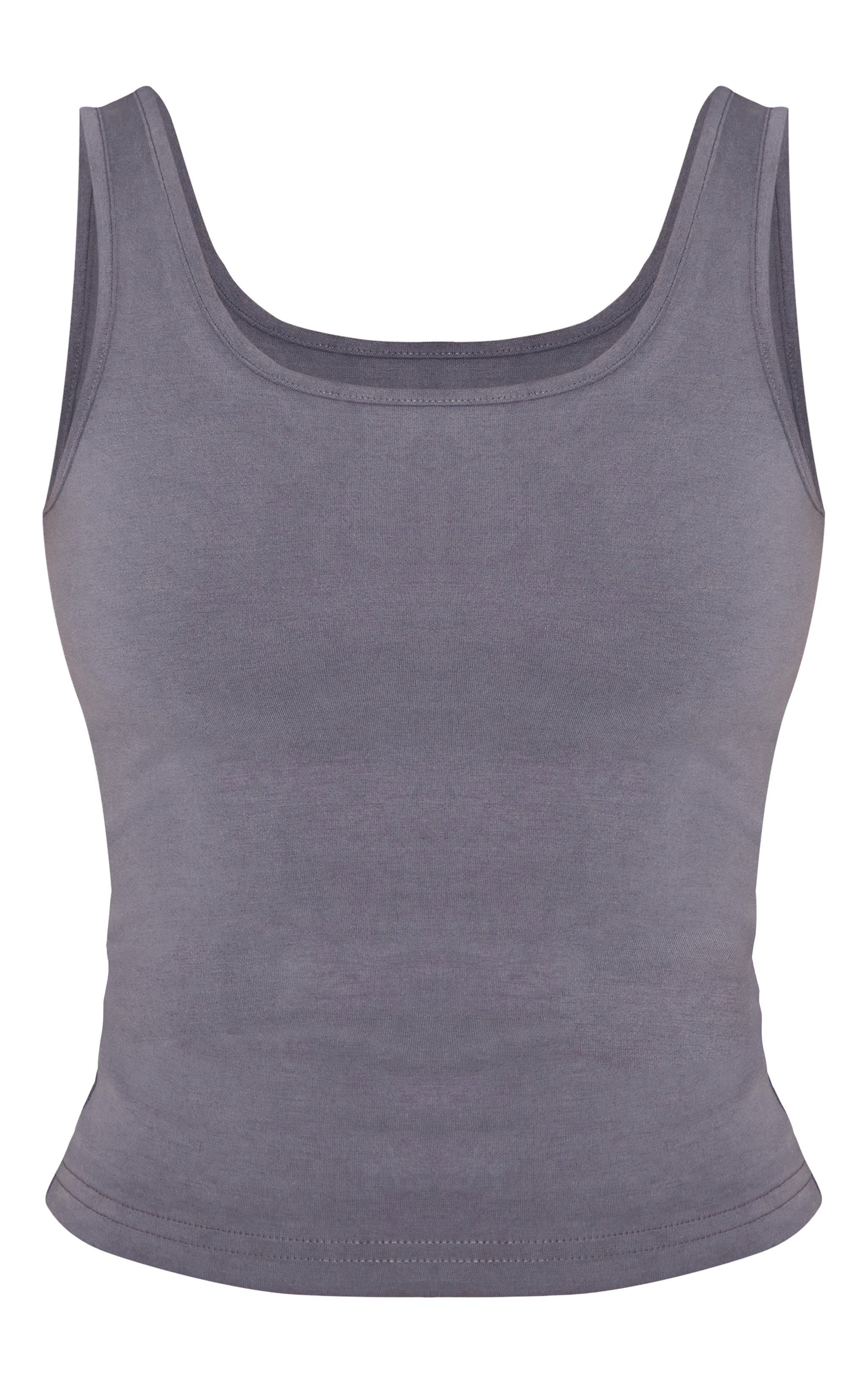 Grey Premium Soft Touch Scoop Neck Vest Top image 5