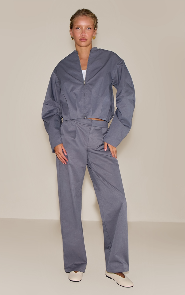 Charcoal Pleated Bomber Jacket image 3