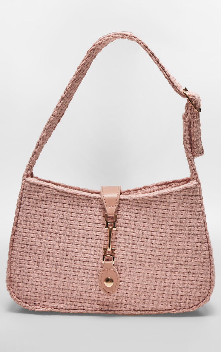 Pink Boucle Clasp Detail Shoulder Bag image 3