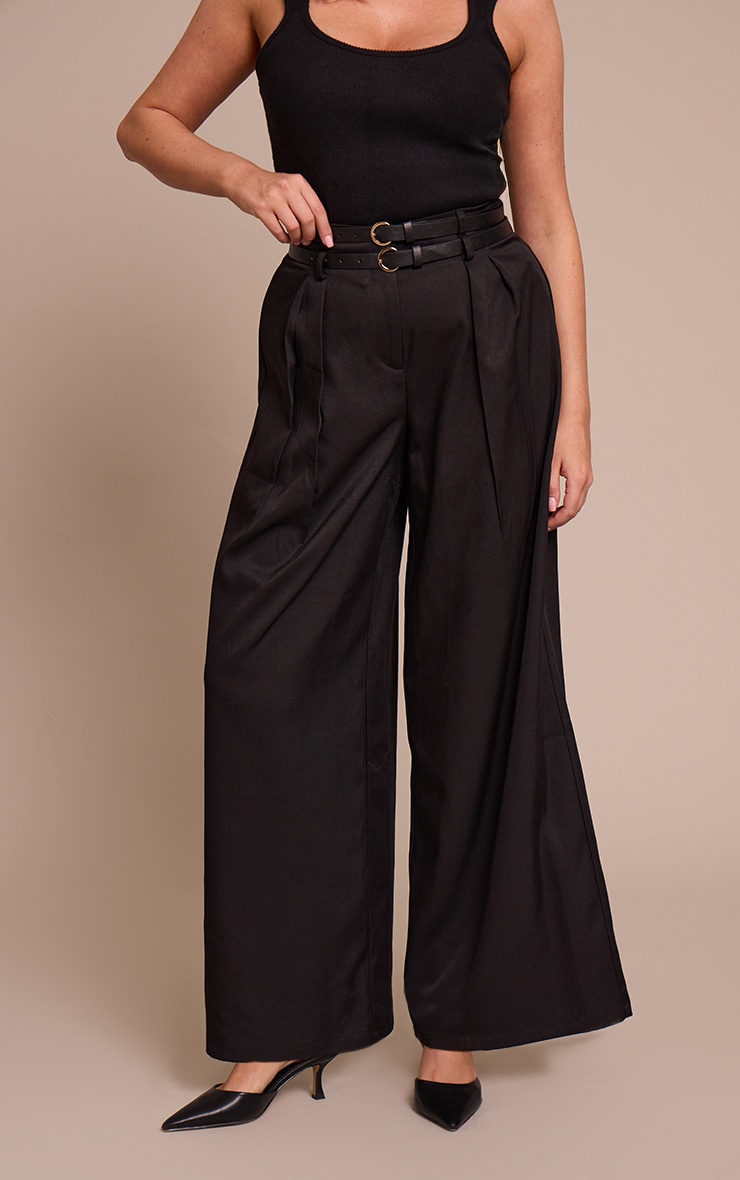Shape Black Double Belted Tailored Wide Leg Pant image 2