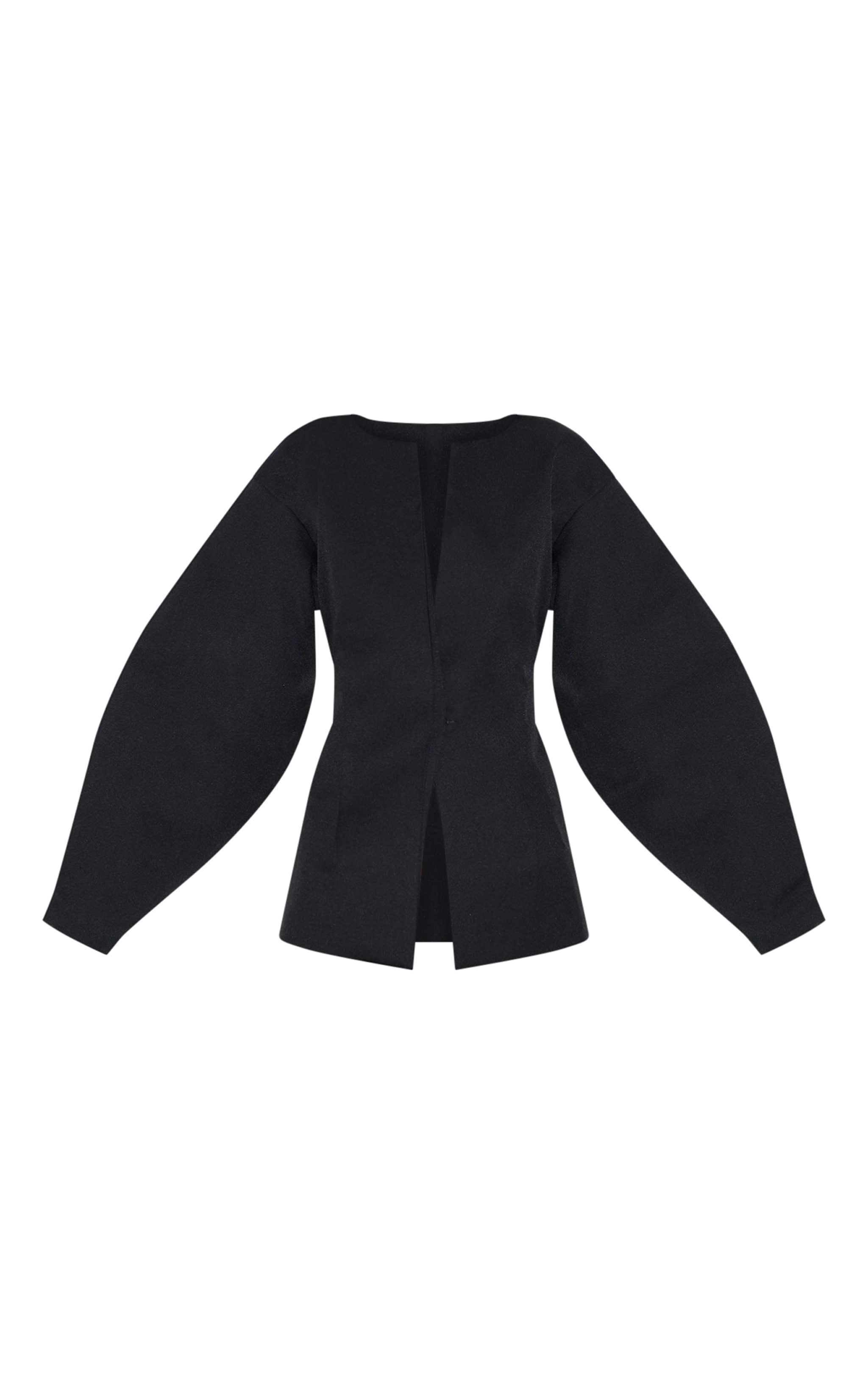 Black Cocoon Sleeve Cinched Waist Blazer image 5