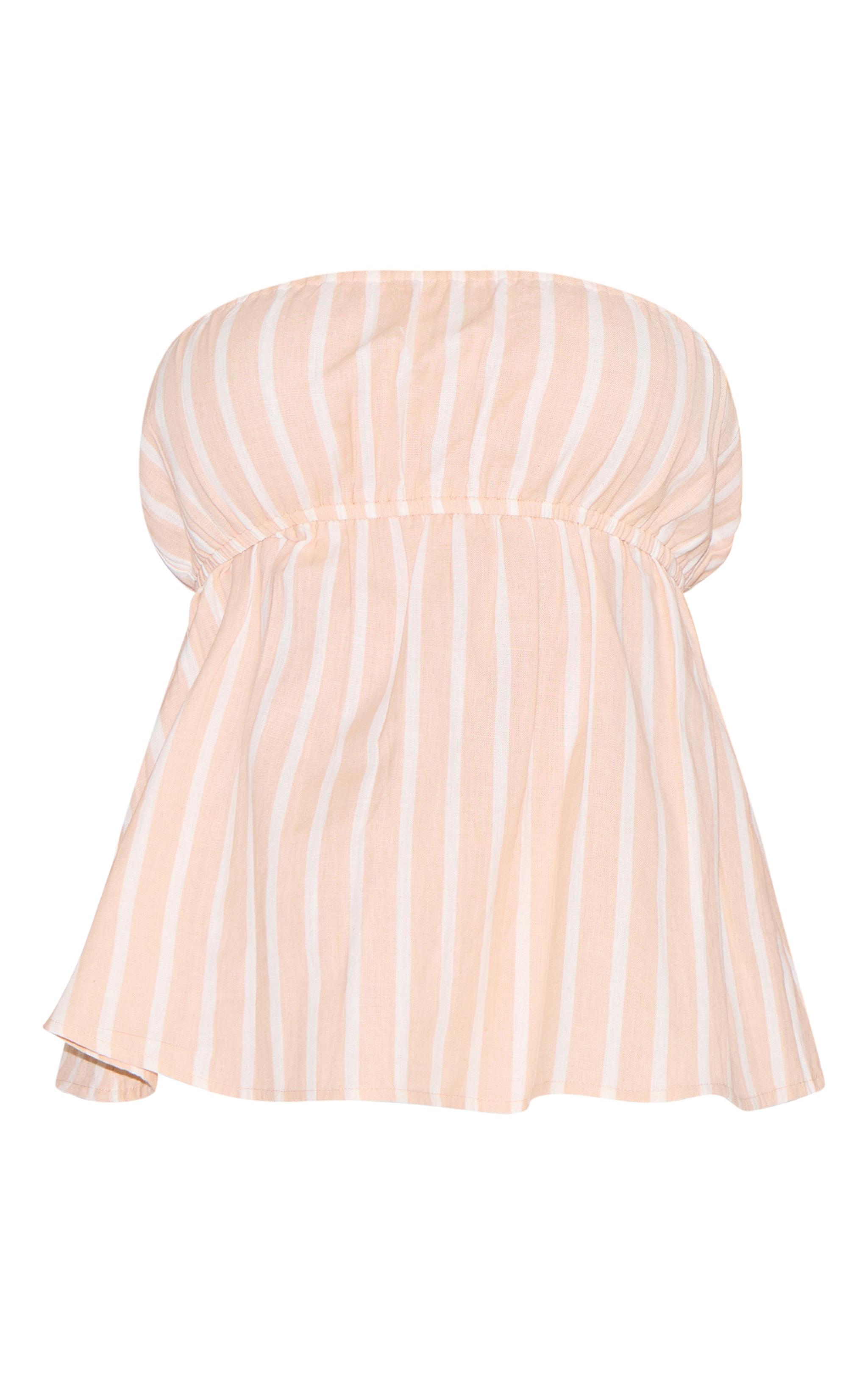 Petite Stone Pinstripe Linen Look Peplum Bandeau Top image 5