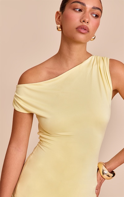 Lemon Slinky Asymmetric Ruched Detail Long Top