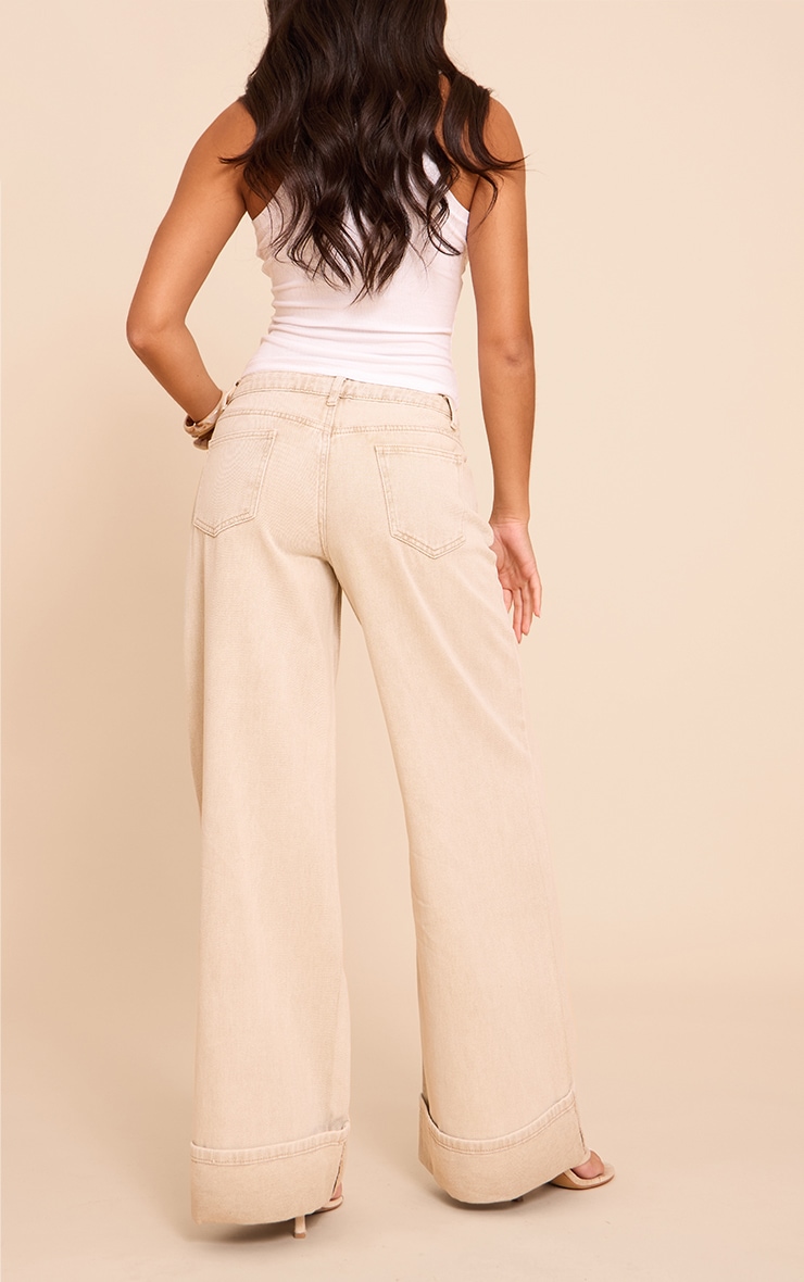 Washed Stone Turn Up Hem Wide Leg Jean image 3