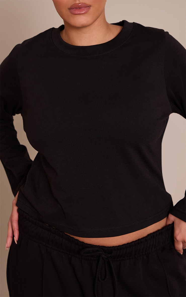Plus Fitted Black Long Sleeve T Shirt image 4
