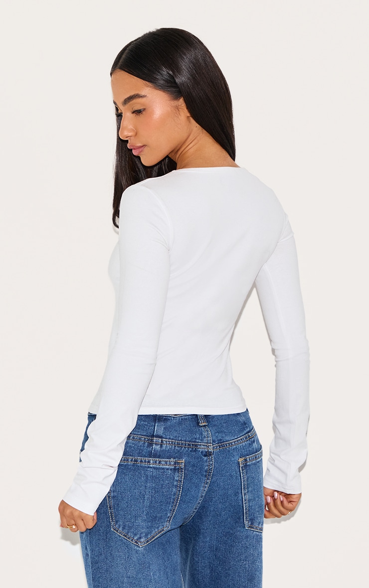 Petite T-shirt ajusté en coton deluxe blanc à manches longues image 2