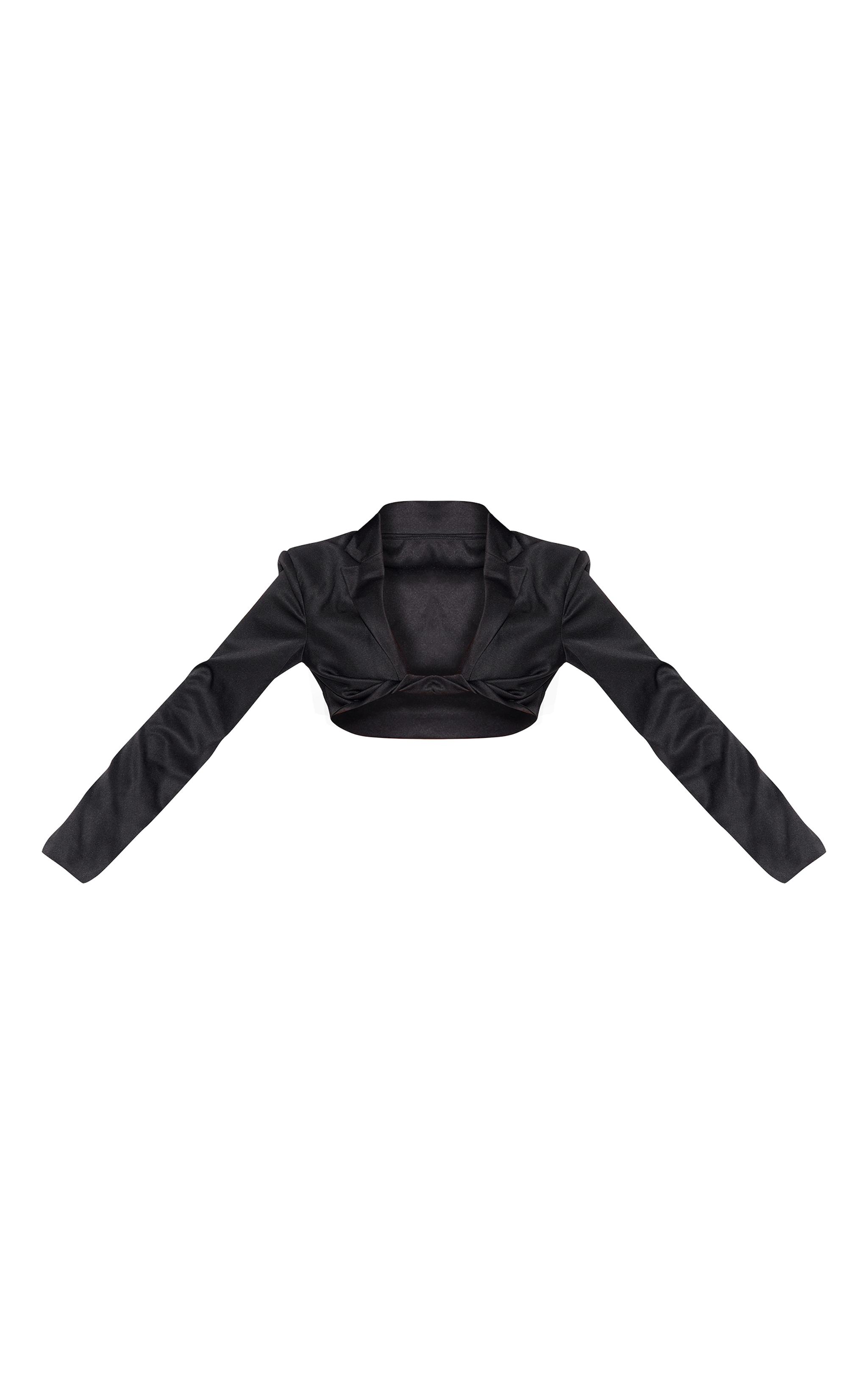 Black Twist Detail Long Sleeve Cropped Blazer image 5