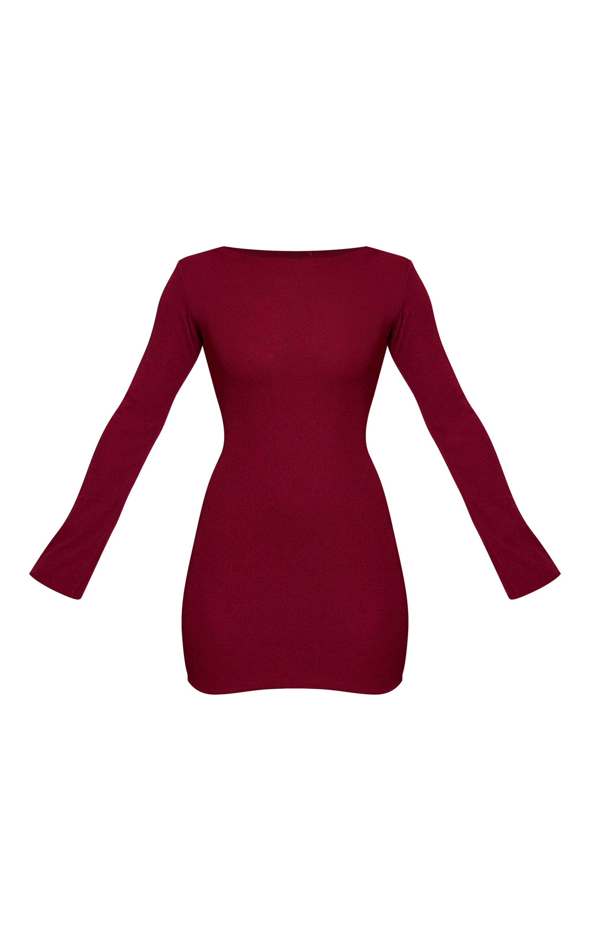 Plum Onion Skin Boat Neck Flute Sleeve Mini Bodycon Dress image 5