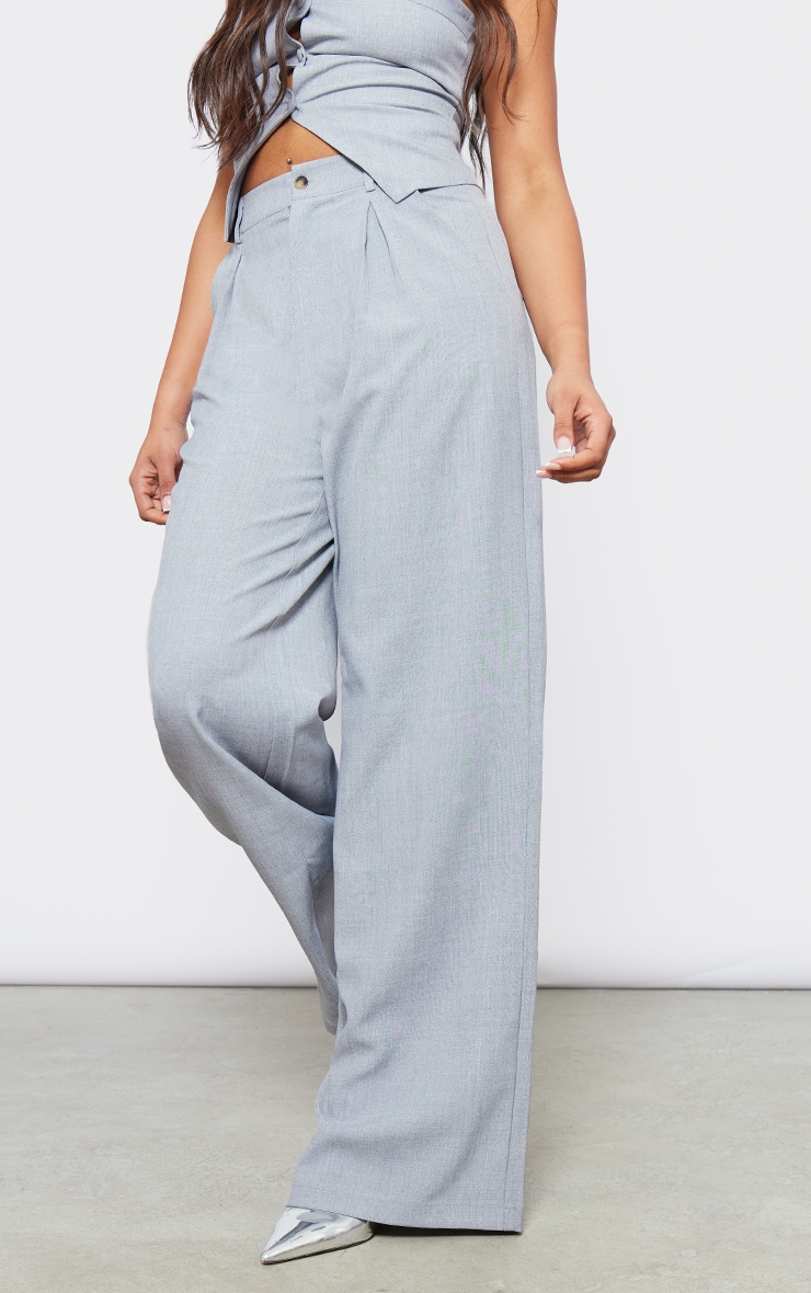 Tall Grey Tailored Wide Leg Trousers image 2