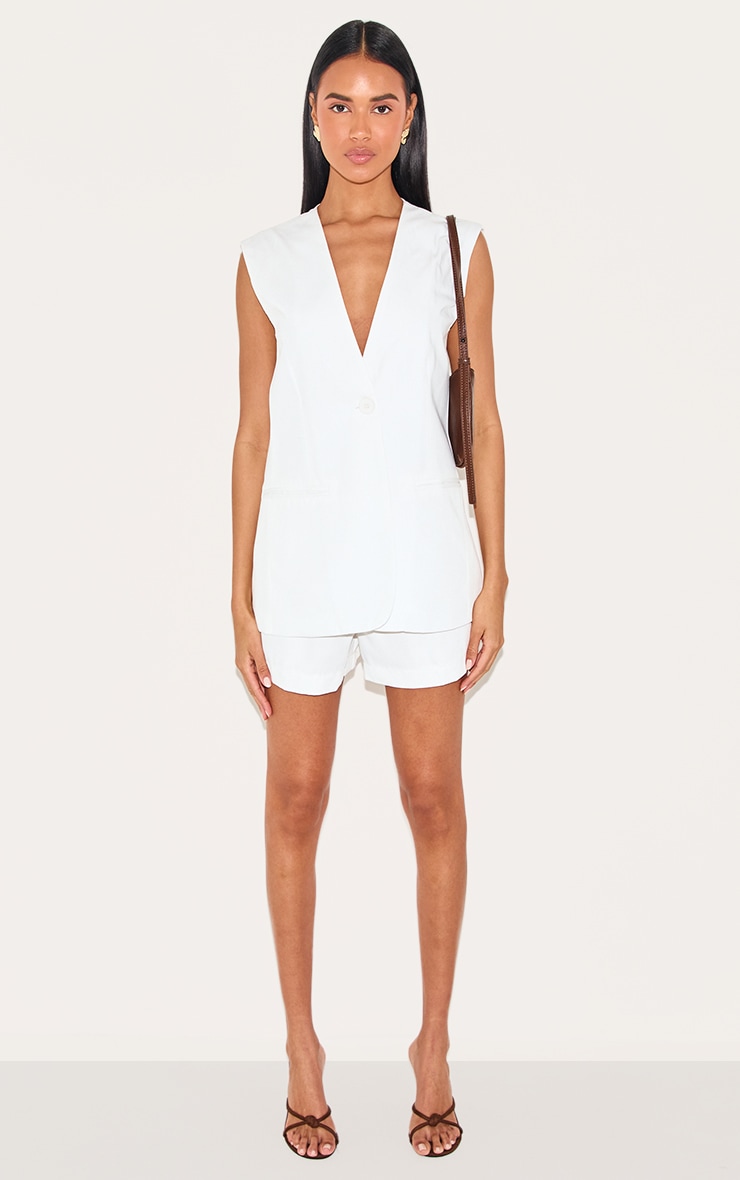 Cream Premium Tailored Woven Shorts image 1