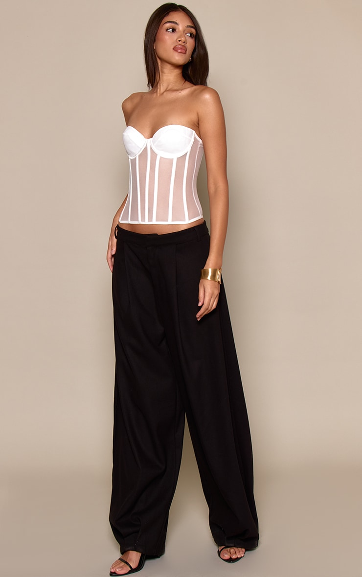 White Mesh Structured Lace Up Corset image 3