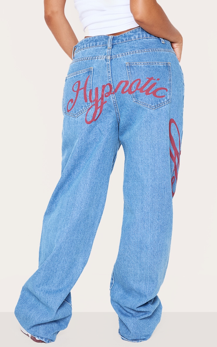 Shape Light Blue Wash Low Rise Graphic Straight Leg Denim Jeans image 3