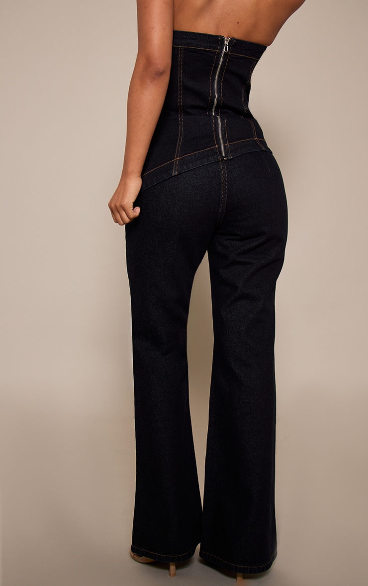 Petite Indigo Side Zip Flared Denim Jeans image 3