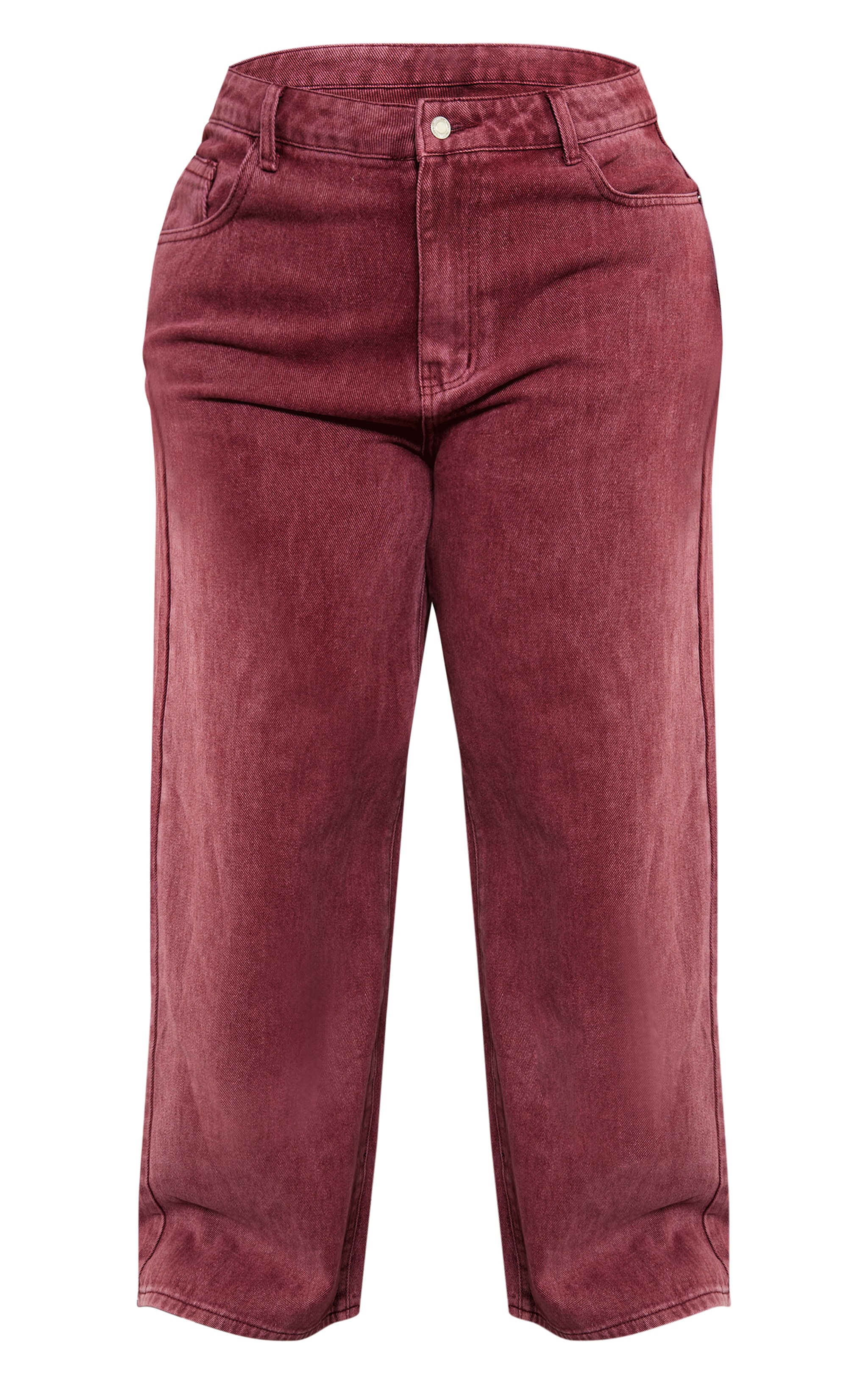 Plus Burgundy Washed Wide Leg Jeans image 5