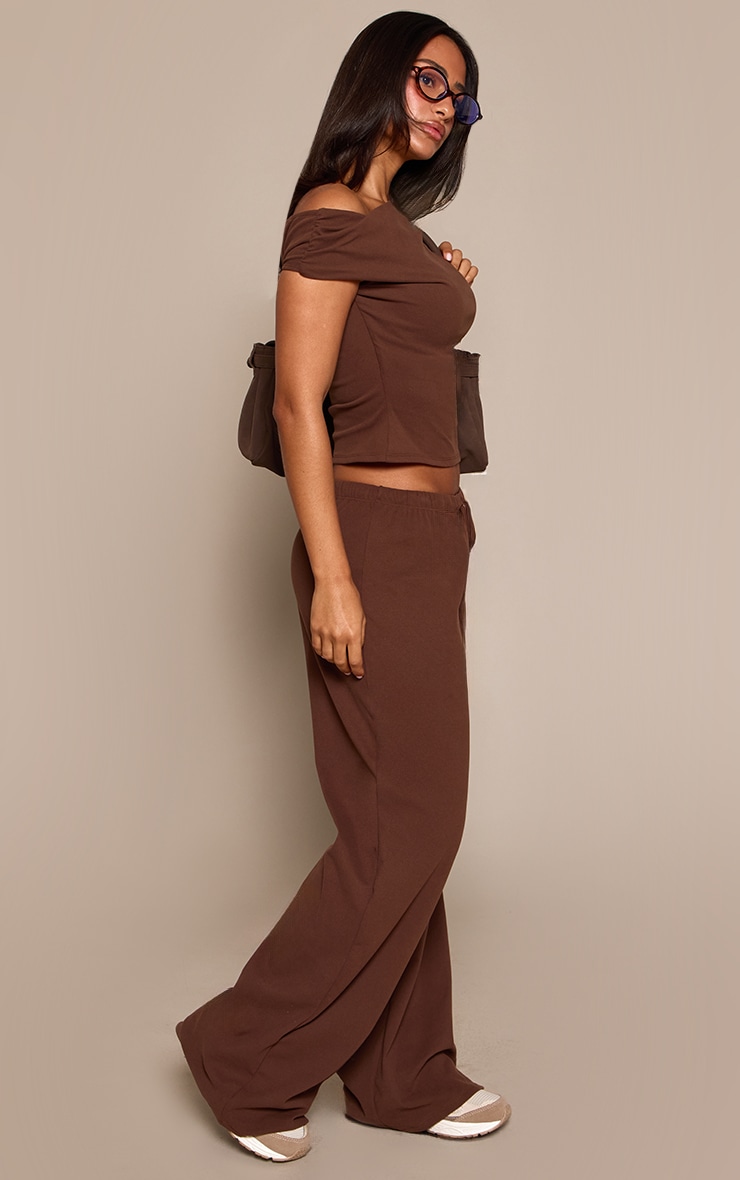Petite Chocolate Super Soft Wide Leg Drawstring Trousers  image 2
