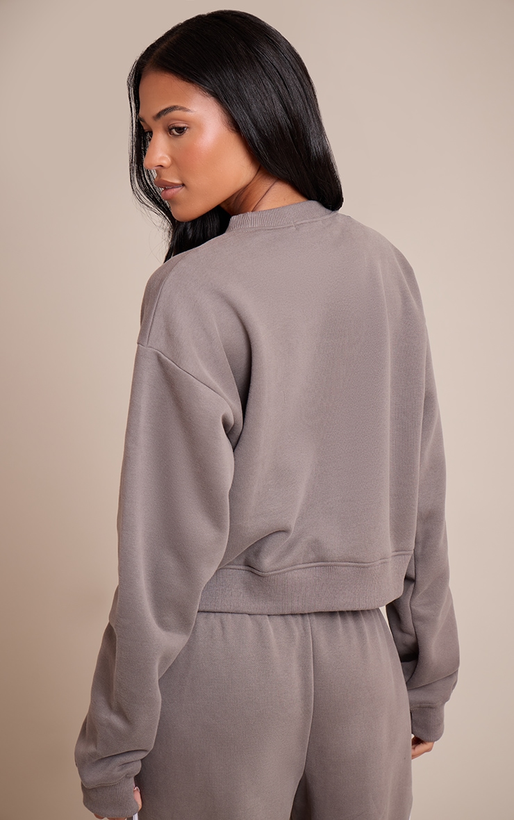 Tall Charcoal Sports Club Print Cropped Sweatshirt image 2