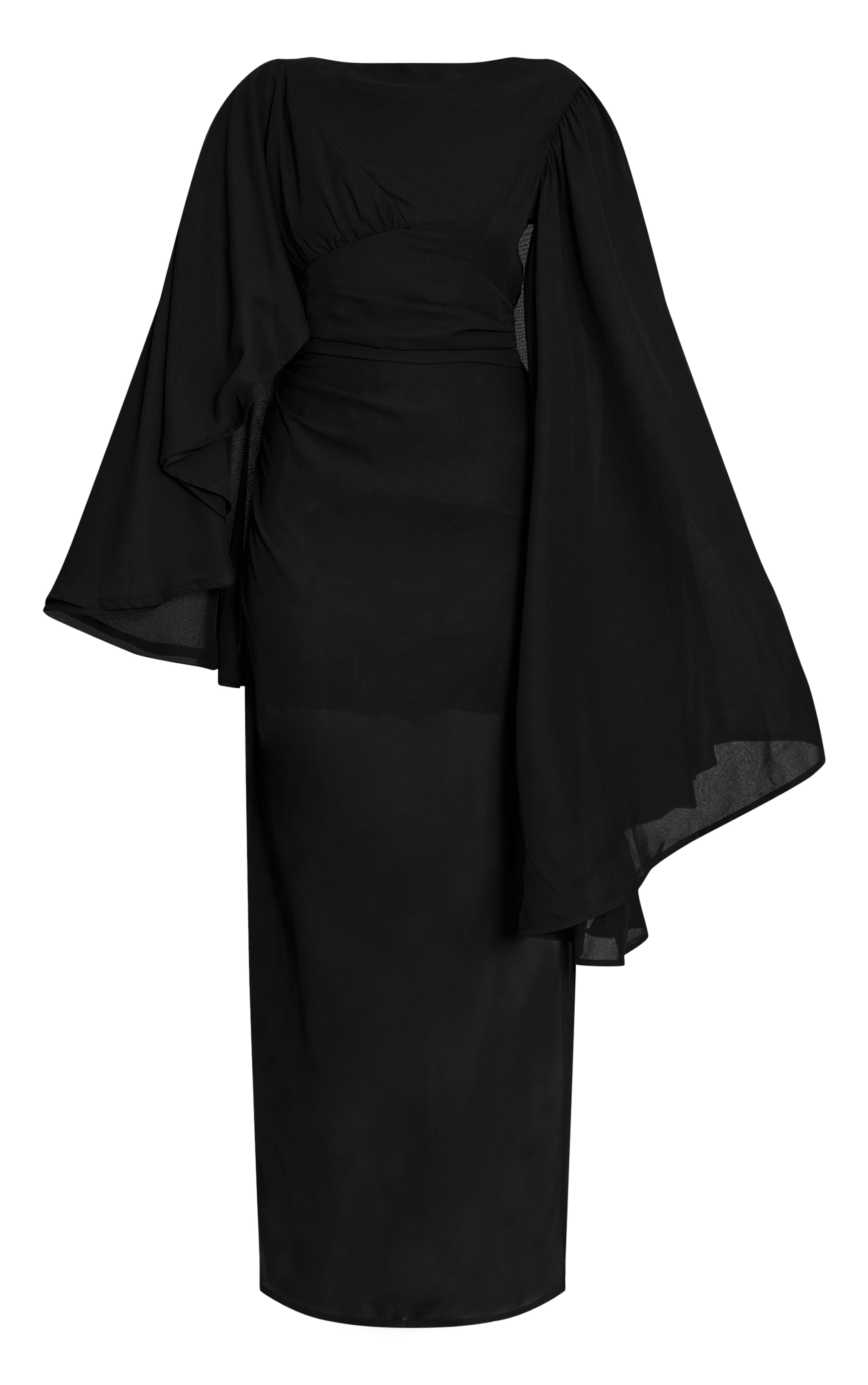 Black Chiffon Cape Detail Maxi Dress image 5