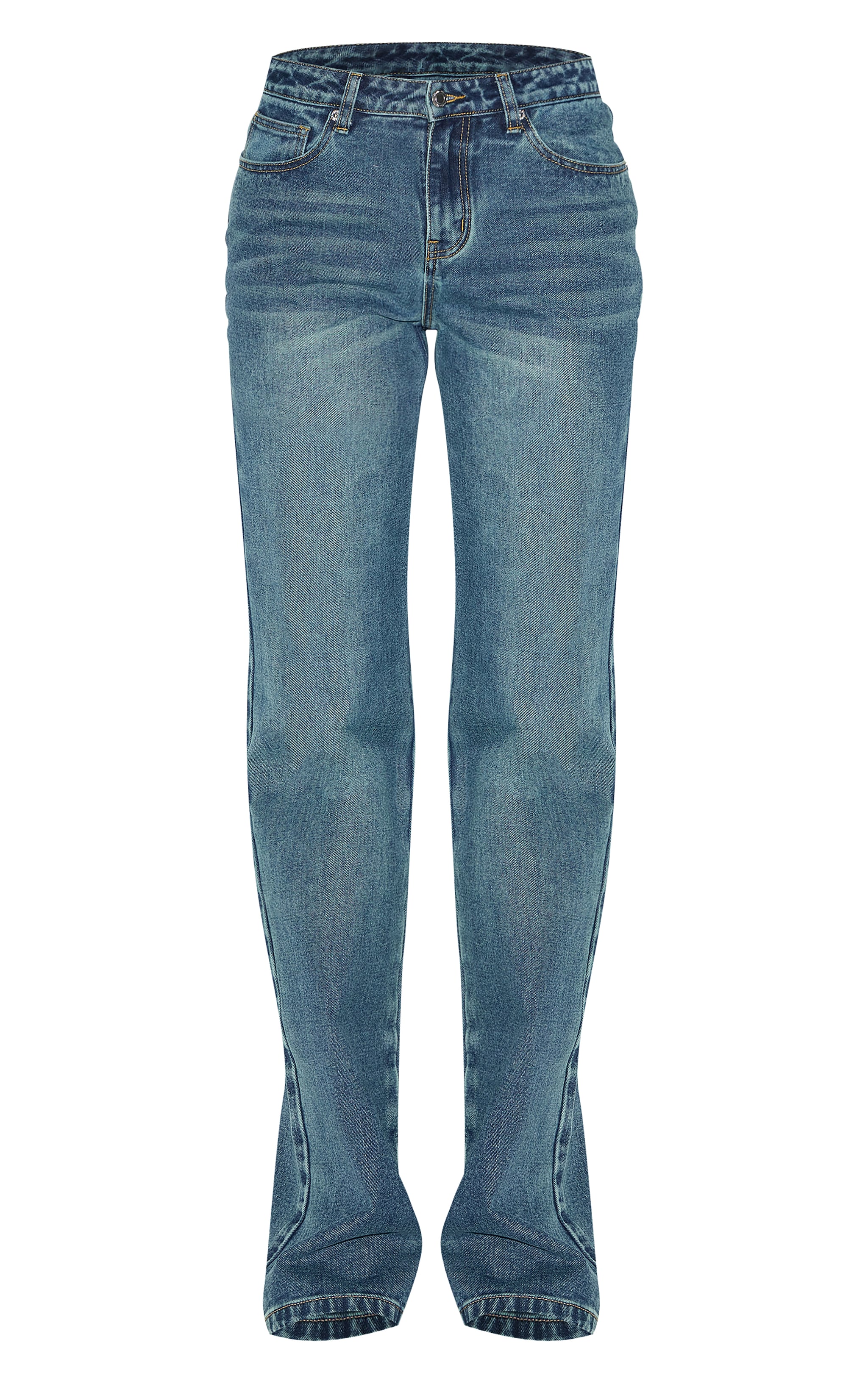 Tall Dark Blue Wash Back Pocket Detail Flare Jeans image 5
