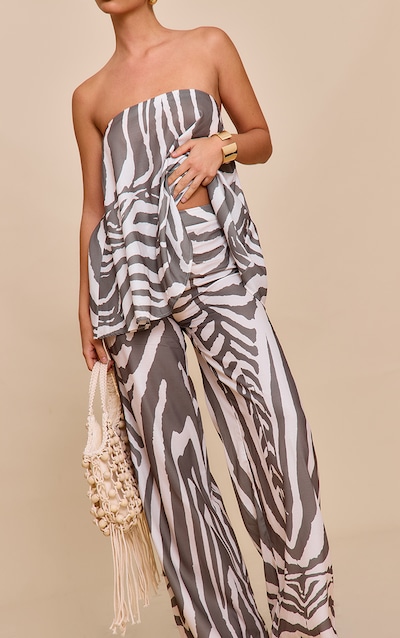 Brown Oversized Zebra Print Pants