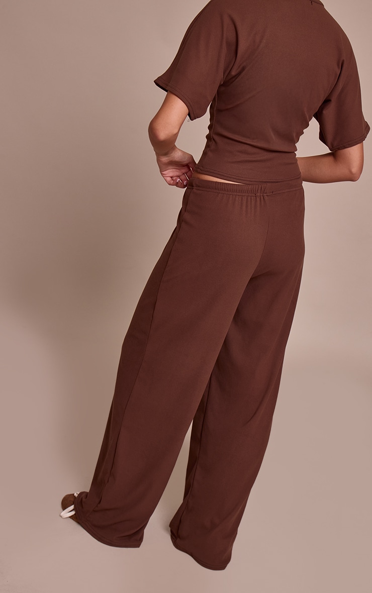 Chocolate Soft Touch Tie Waist Casual Pants image 3